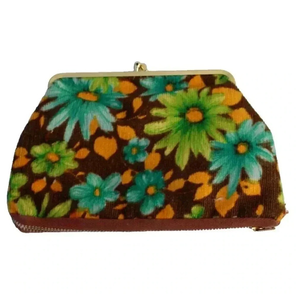 Vintage 1960s Celebrity Travel Bag Cosmetic Toiletries Carry Case Floral Vinyl - Picture 2 of 3